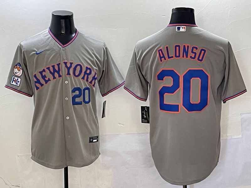 Men New York Mets #20 Alonso Grey Second generation 2025 Nike MLB Jersey style 9